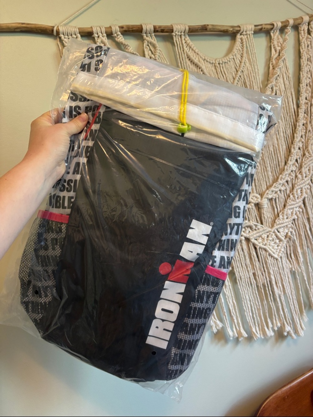 Iron Man Black Tote with White Logo and Pink Accent